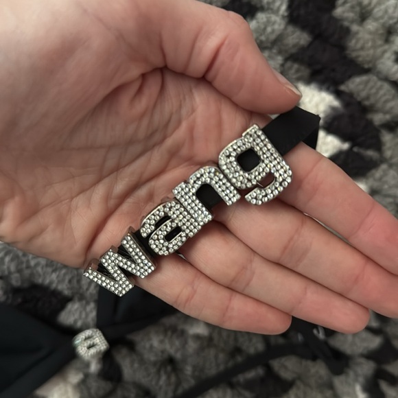 ALEXANDER WANG CRYSTAL LOGO BLACK BIKINI TOP - Picture 4 of 6